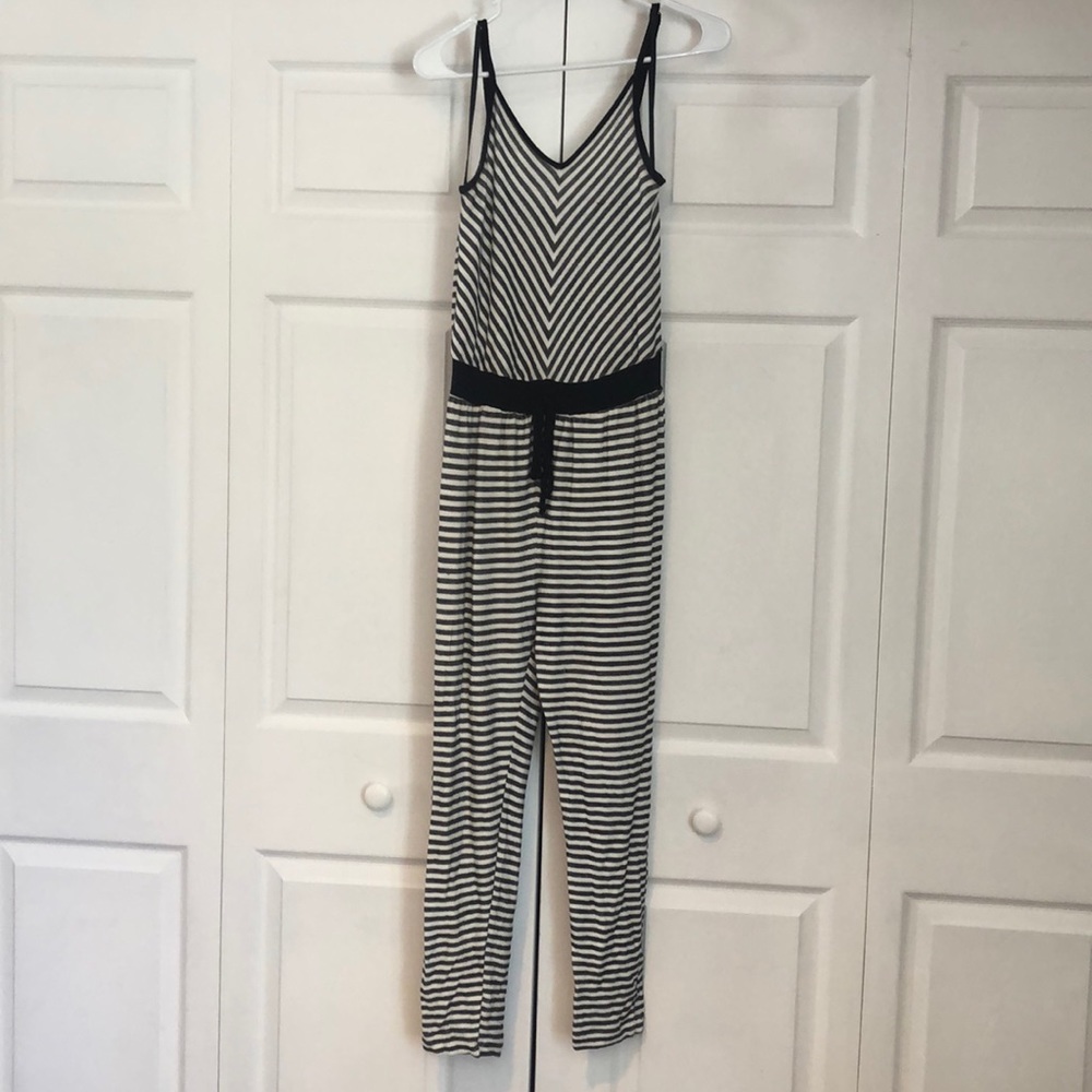 Black and white striped romper